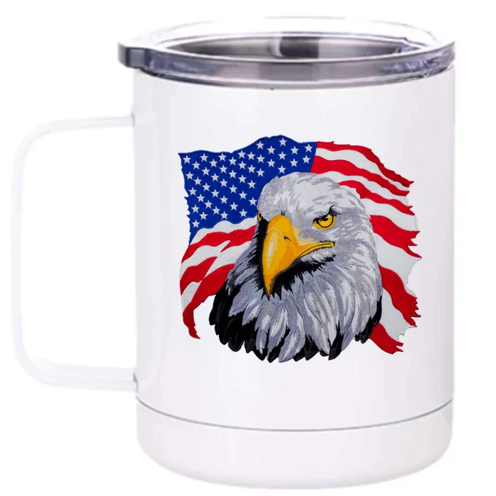 Patriotic Eagle USA American Flag Front & Back 12oz Stainless Steel Tumbler Cup