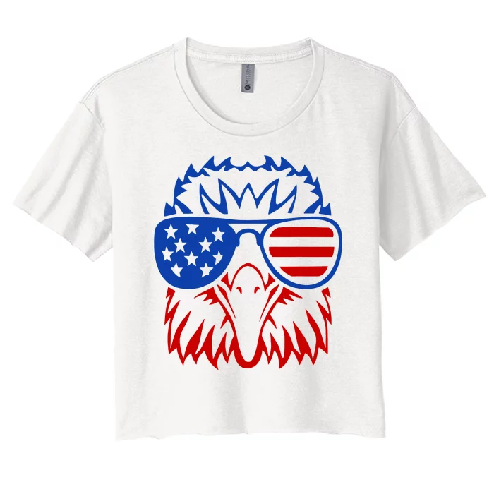 Patriotic Eagle USA American Flag Women's Crop Top Tee