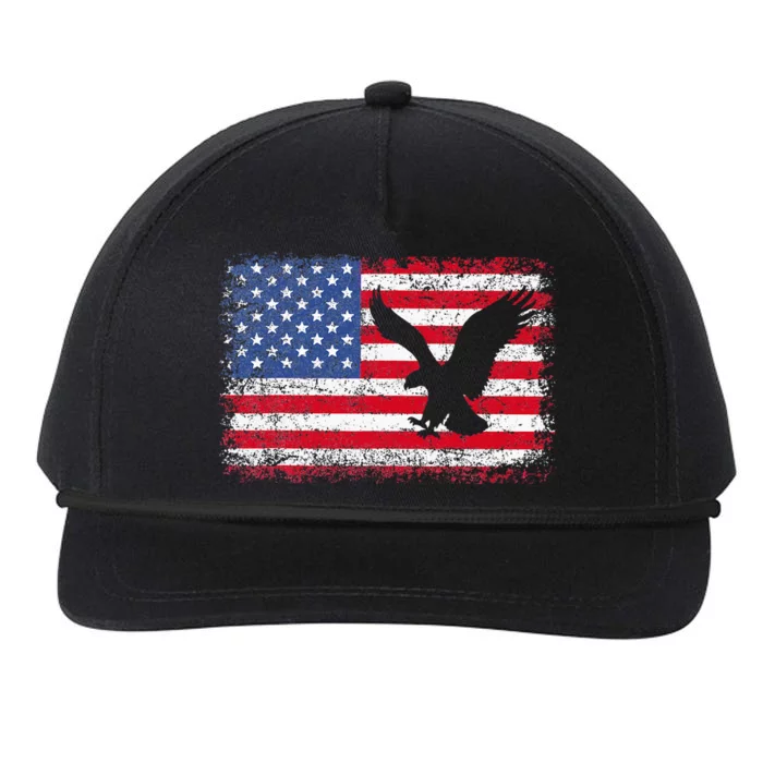 Patriotic Eagle Usa American Flag Snapback Five-Panel Rope Hat