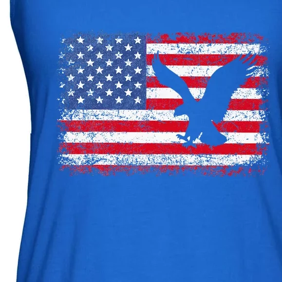 Patriotic Eagle Usa American Flag Ladies Essential Flowy Tank