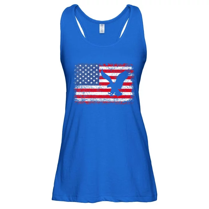 Patriotic Eagle Usa American Flag Ladies Essential Flowy Tank