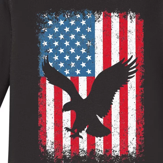 Patriotic Eagle Usa American Flag Baby Long Sleeve Bodysuit