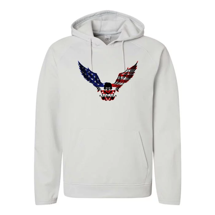 Patriotic Eagle Us Flag 4th Of July Tee Independence Gift Performance Fleece Hoodie