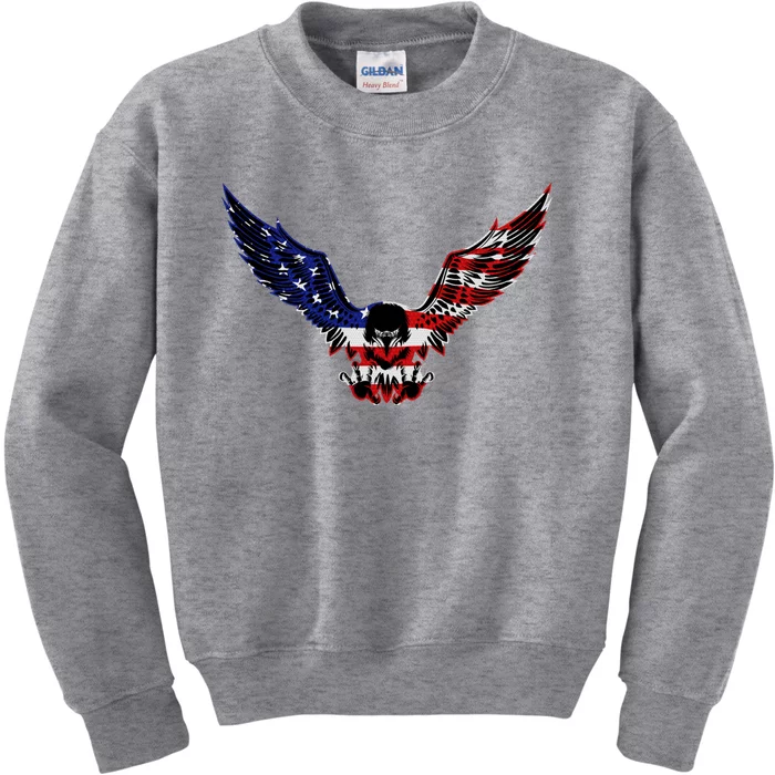 Patriotic Eagle Us Flag 4th Of July Tee Independence Gift Kids Sweatshirt