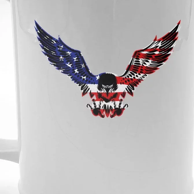 Patriotic Eagle Us Flag 4th Of July Tee Independence Gift Front & Back Beer Stein