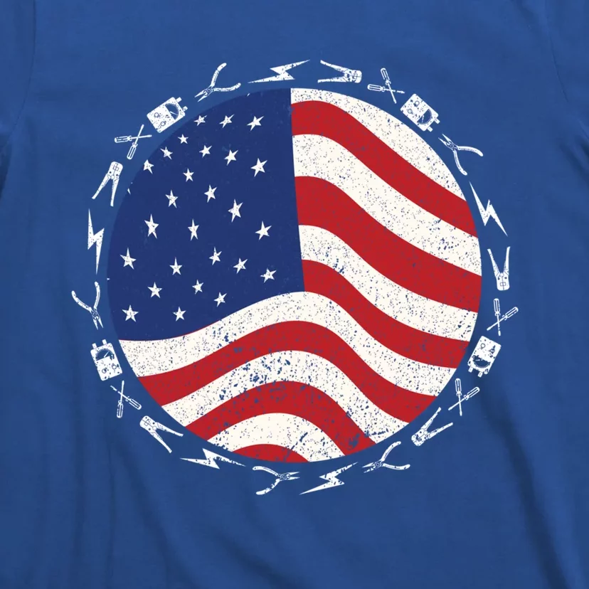 Patriotic Electrician Usa Flag Funny Line Gift T-Shirt