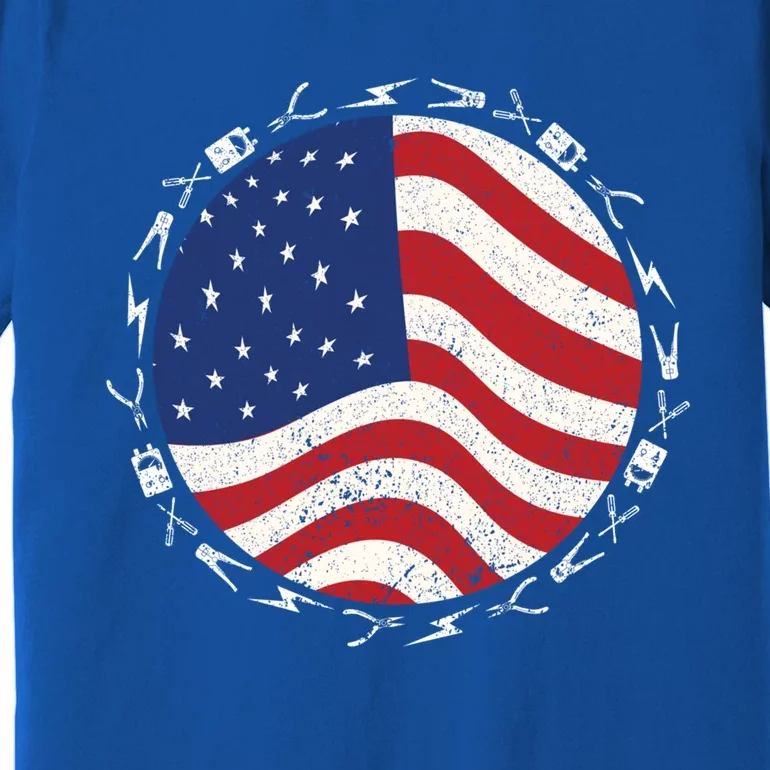 Patriotic Electrician Usa Flag Funny Line Gift Premium T-Shirt