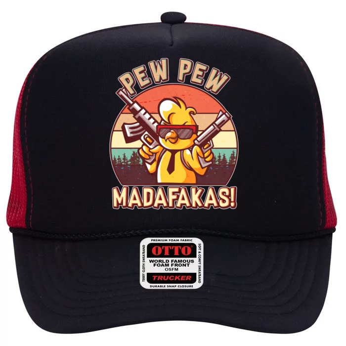 Pew Pew Madafakas Chick Chicken High Crown Mesh Trucker Hat