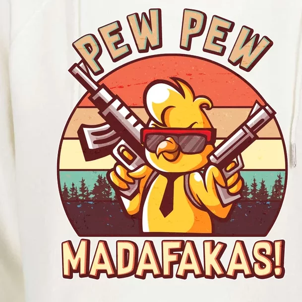 Pew Pew Madafakas Chick Chicken Womens Funnel Neck Pullover Hood