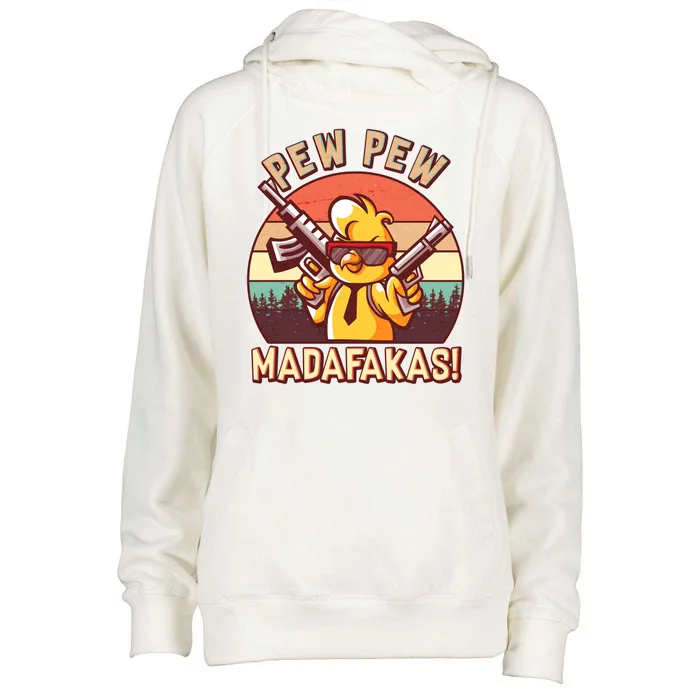 Pew Pew Madafakas Chick Chicken Womens Funnel Neck Pullover Hood