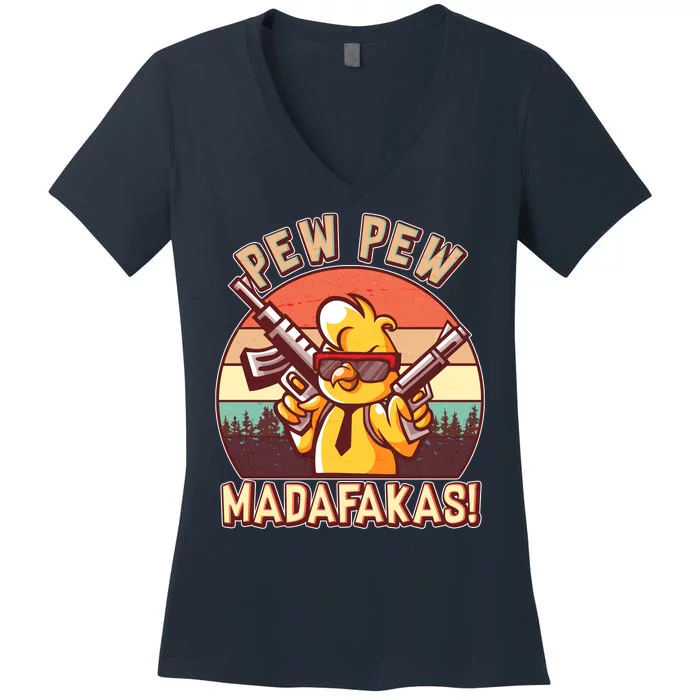 Pew Pew Madafakas Chick Chicken Women's V-Neck T-Shirt