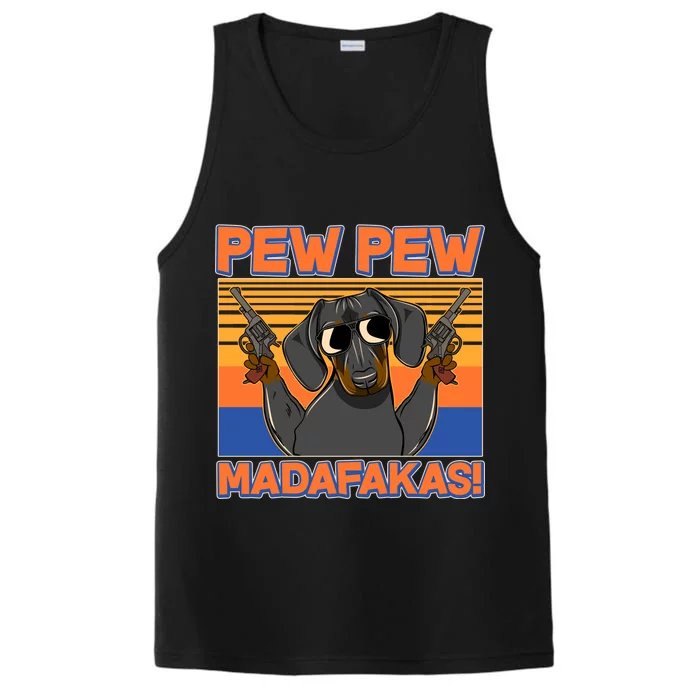 Pew Pew Madafakas Dachshund Dog Performance Tank