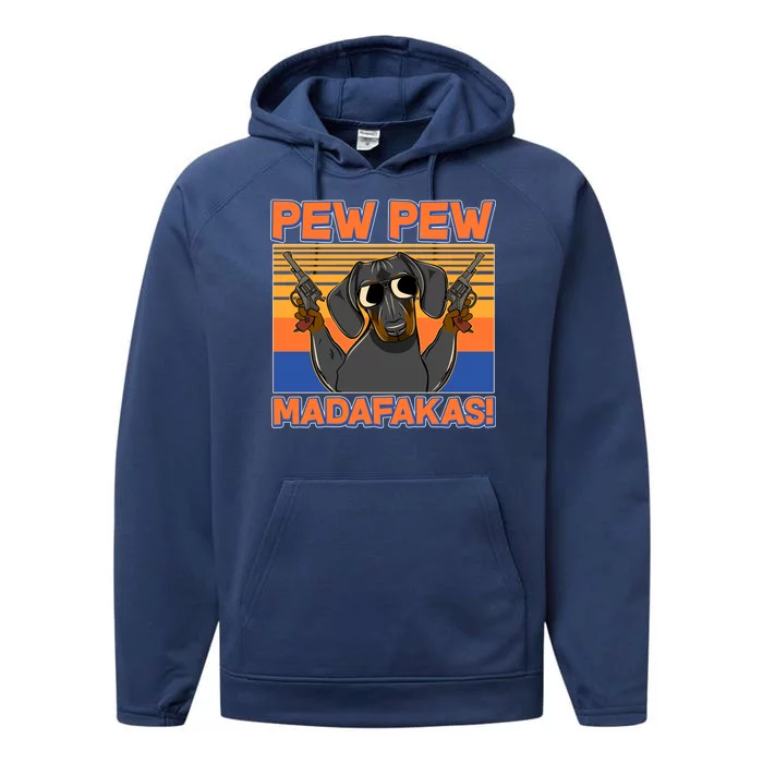 Pew Pew Madafakas Dachshund Dog Performance Fleece Hoodie