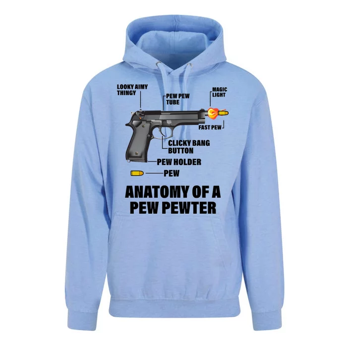 Pew Pewer Anatomy Unisex Surf Hoodie