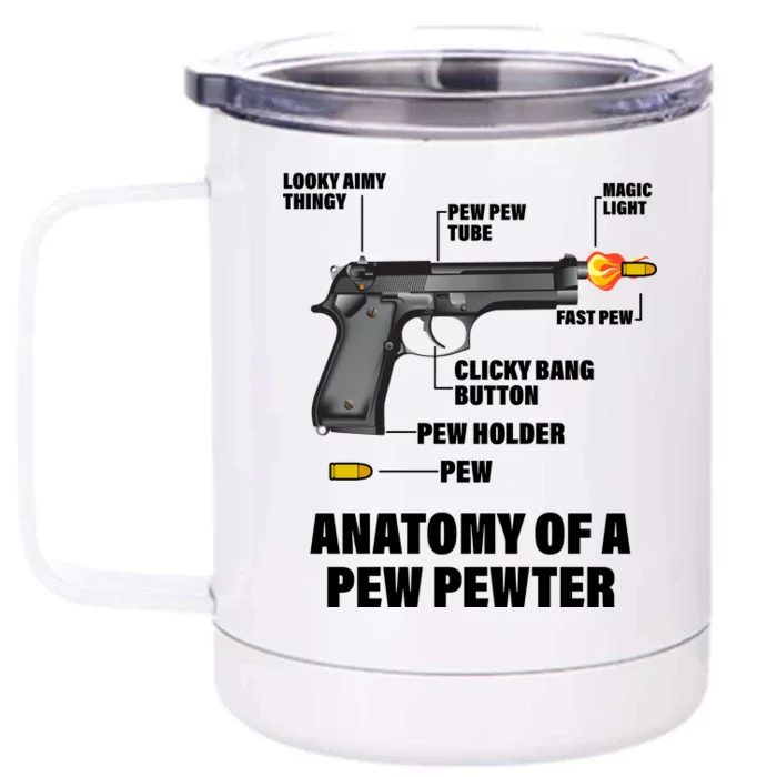 Pew Pewer Anatomy Front & Back 12oz Stainless Steel Tumbler Cup