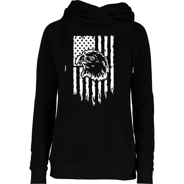 Patriotic Eagle With Us Flag  Usa Womens Funnel Neck Pullover Hood