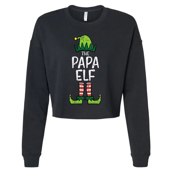 Papa Elf Xmas Matching Christmas For Family Set Dad Cropped Pullover Crew