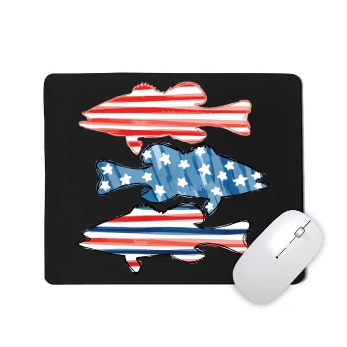 Patriotic Fish 4th Of July For Fisher Fishing Mousepad