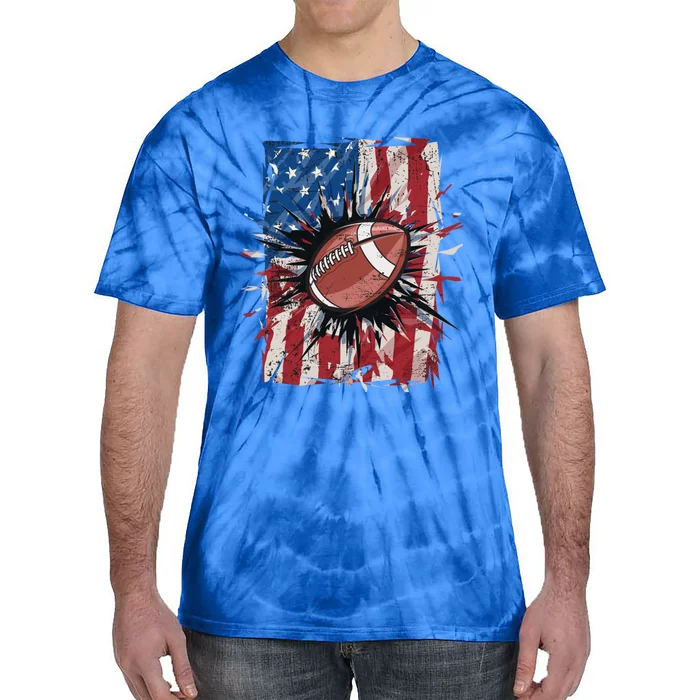 Patriotic Football 4th Of July Usa American Flag Meaningful Gift Tie-Dye T-Shirt