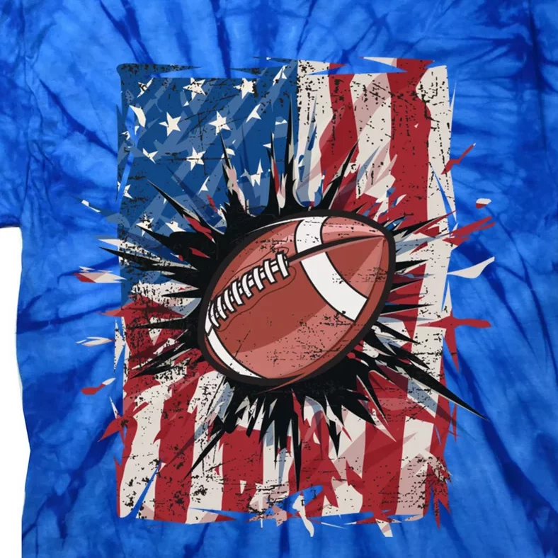 Patriotic Football 4th Of July Usa American Flag Meaningful Gift Tie-Dye T-Shirt