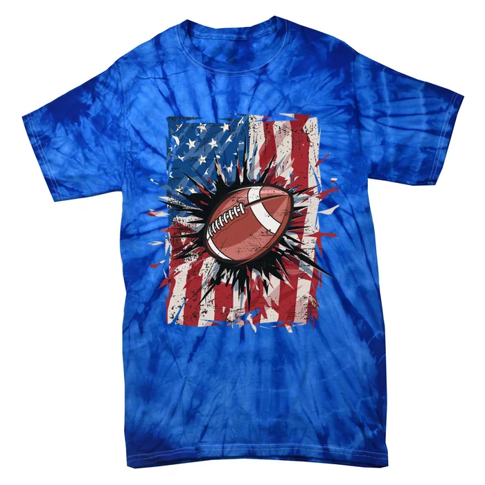 Patriotic Football 4th Of July Usa American Flag Meaningful Gift Tie-Dye T-Shirt