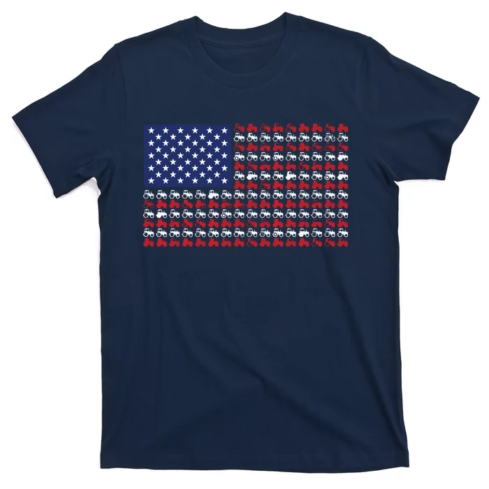 Patriotic Farmer 4th Of July American Flag USA Tractor Flag T-Shirt