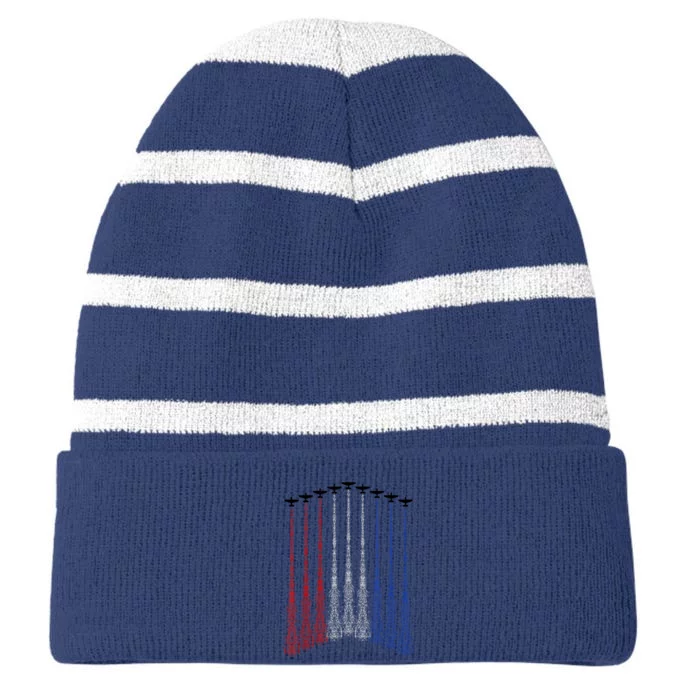 Patriotics For 4th Of Julys For USA Striped Beanie with Solid Band