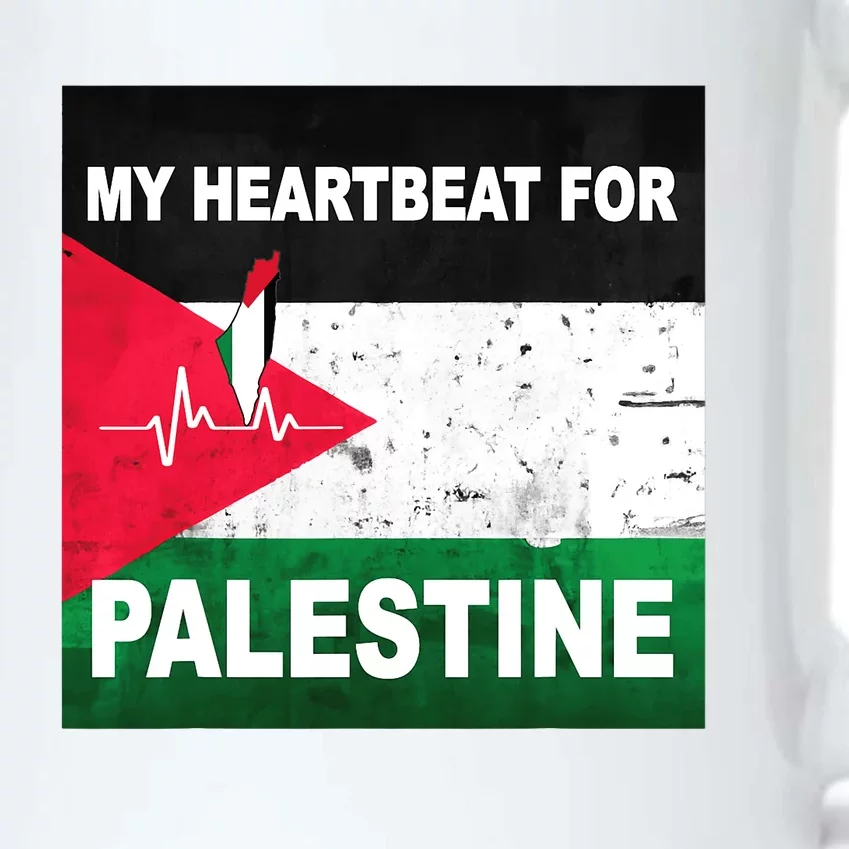 Palestine Flag And Map In My Heartbeat Black Color Changing Mug