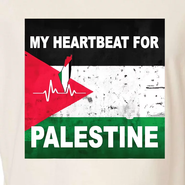 Palestine Flag And Map In My Heartbeat Garment-Dyed Women's Muscle Tee