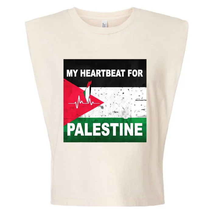 Palestine Flag And Map In My Heartbeat Garment-Dyed Women's Muscle Tee