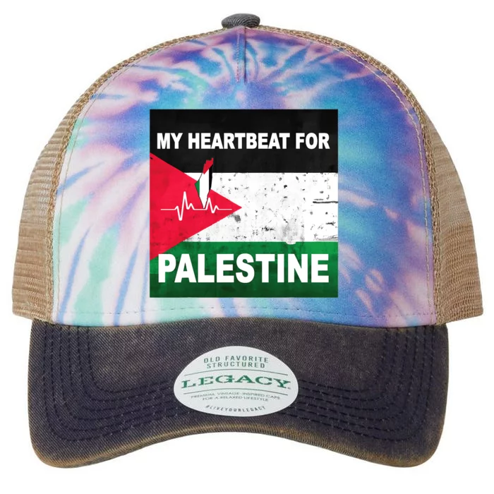 Palestine Flag And Map In My Heartbeat Legacy Tie Dye Trucker Hat