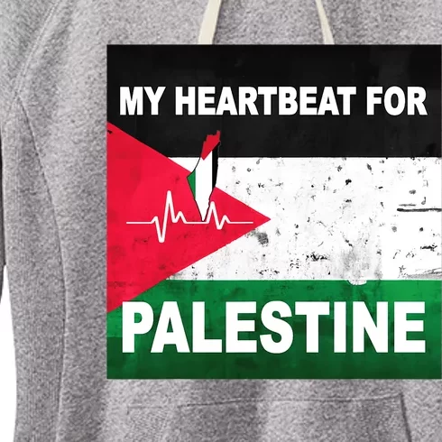 Palestine Flag And Map In My Heartbeat Women's Fleece Hoodie