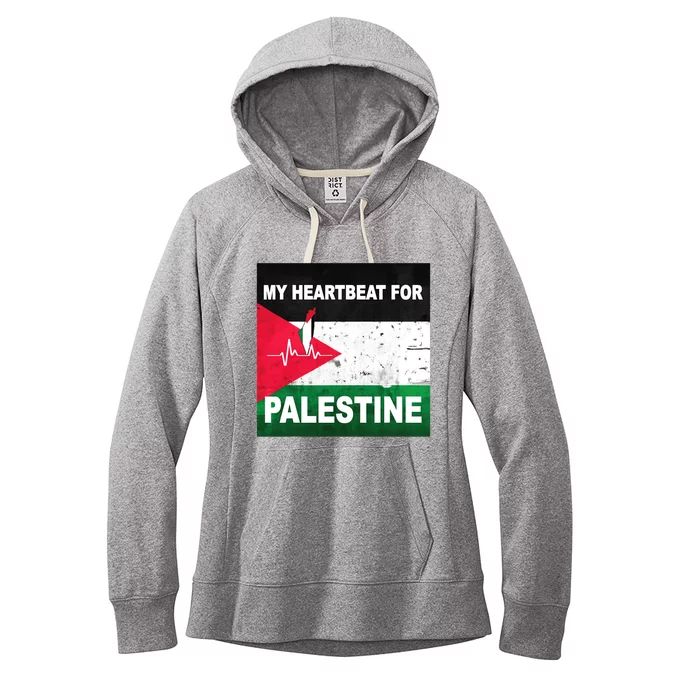 Palestine Flag And Map In My Heartbeat Women's Fleece Hoodie