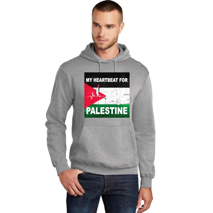 Palestine Flag And Map In My Heartbeat Tall Hoodie