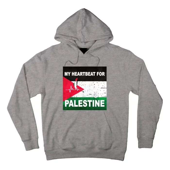 Palestine Flag And Map In My Heartbeat Tall Hoodie