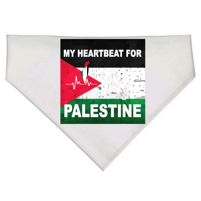 Palestine Flag And Map In My Heartbeat USA-Made Doggie Bandana