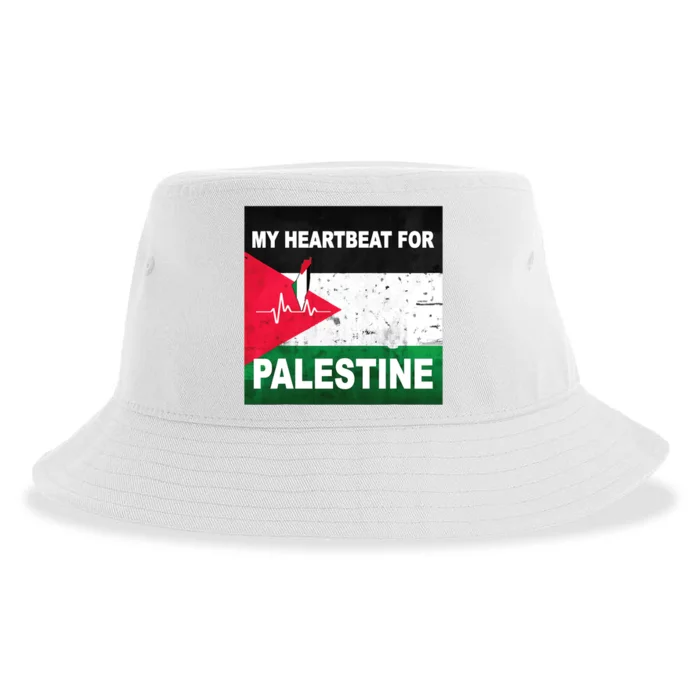 Palestine Flag And Map In My Heartbeat Sustainable Bucket Hat