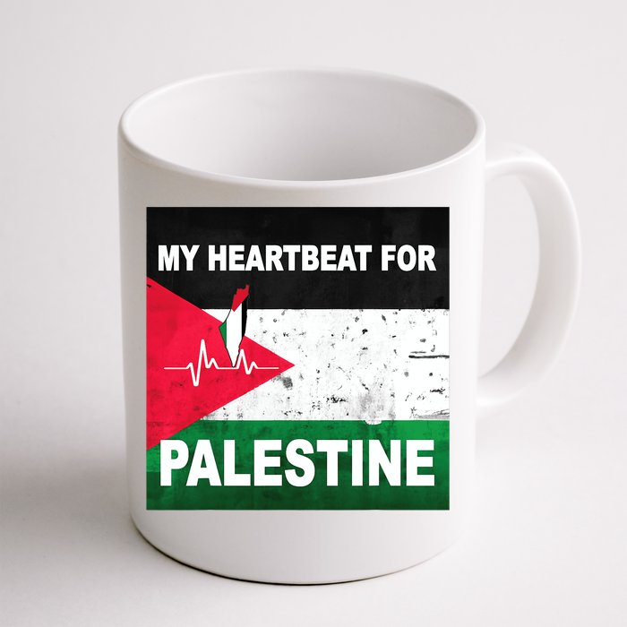 Palestine Flag And Map In My Heartbeat Front & Back Coffee Mug