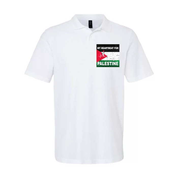 Palestine Flag And Map In My Heartbeat Softstyle Adult Sport Polo