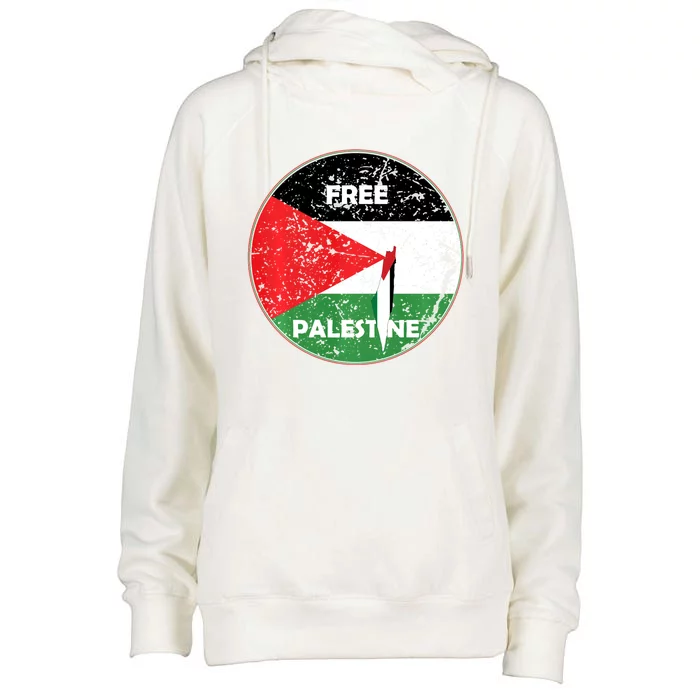 Palestine Flag And Map Vintage Distressed Free Palestine Womens Funnel Neck Pullover Hood