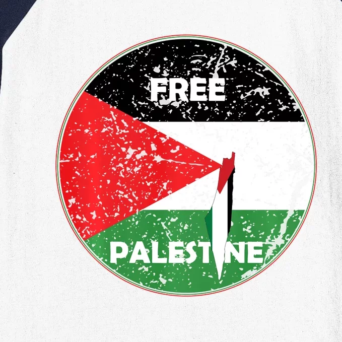 Palestine Flag And Map Vintage Distressed Free Palestine Baseball Sleeve Shirt