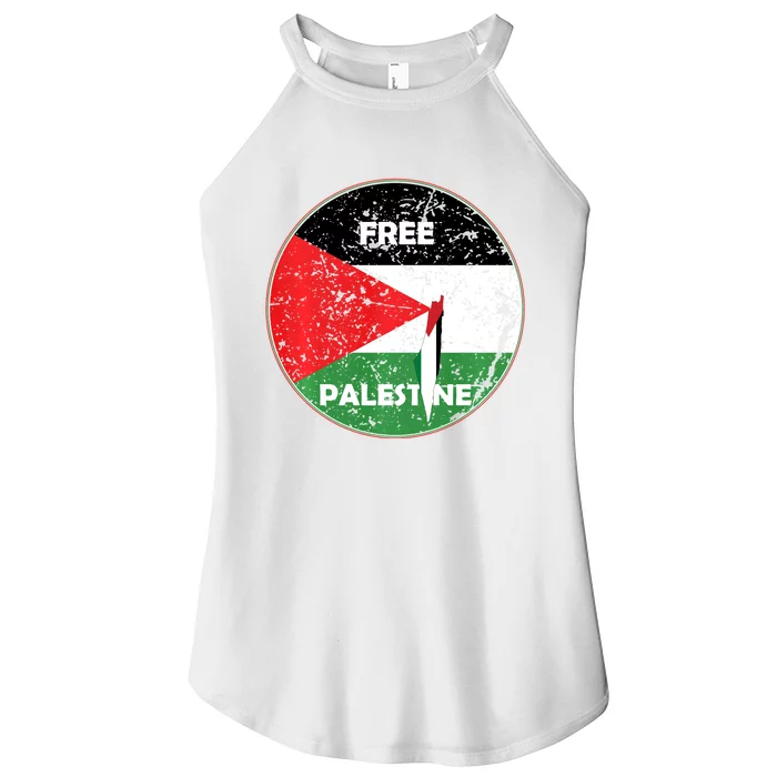 Palestine Flag And Map Vintage Distressed Free Palestine Women’s Perfect Tri Rocker Tank