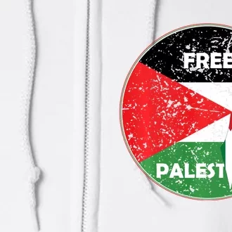 Palestine Flag And Map Vintage Distressed Free Palestine Full Zip Hoodie