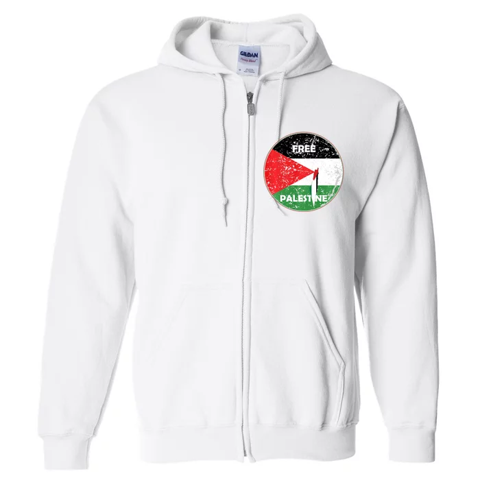 Palestine Flag And Map Vintage Distressed Free Palestine Full Zip Hoodie