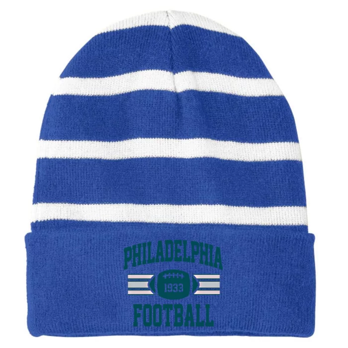 Philadelphia Football Athletic Vintage Sports Team Fan Gift Striped Beanie with Solid Band