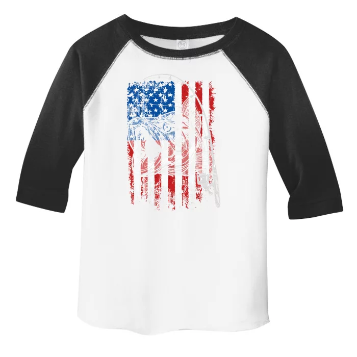 Patriotic Fishing American Flag Vintage Usa Bass Fisher Gift Toddler Fine Jersey T-Shirt