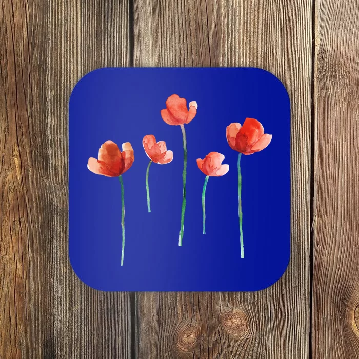 Poppy Flowers Aesthetic Watercolor Cute Tee Gift Coaster