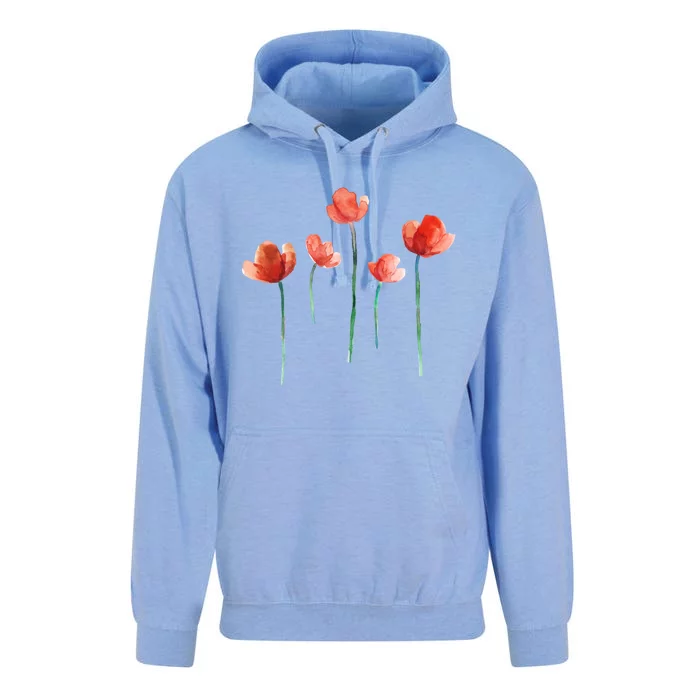 Poppy Flowers Aesthetic Watercolor Cute Tee Gift Unisex Surf Hoodie