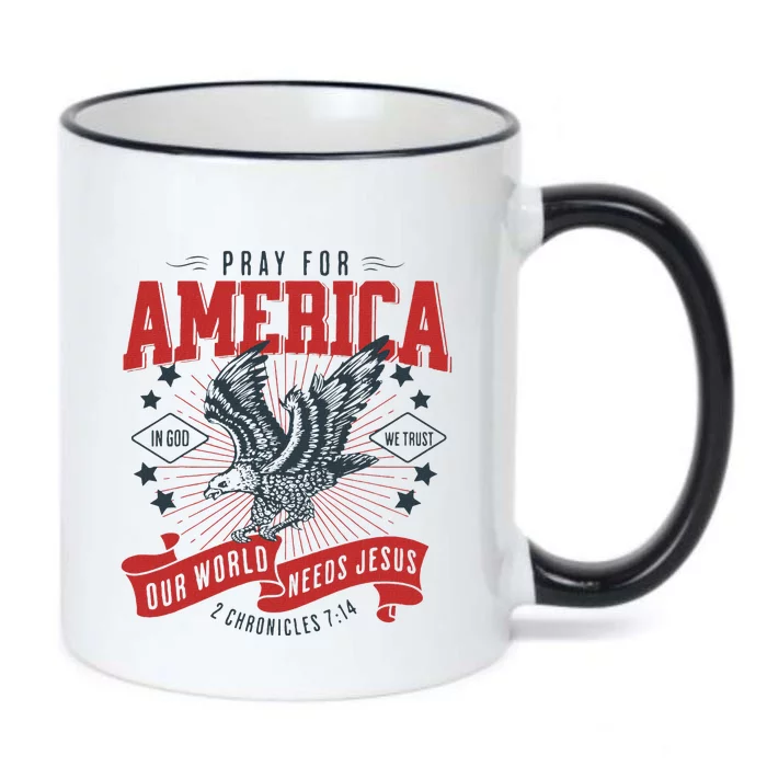 Pray For America In God We Trust Our World Needs Jesus Black Color Changing Mug