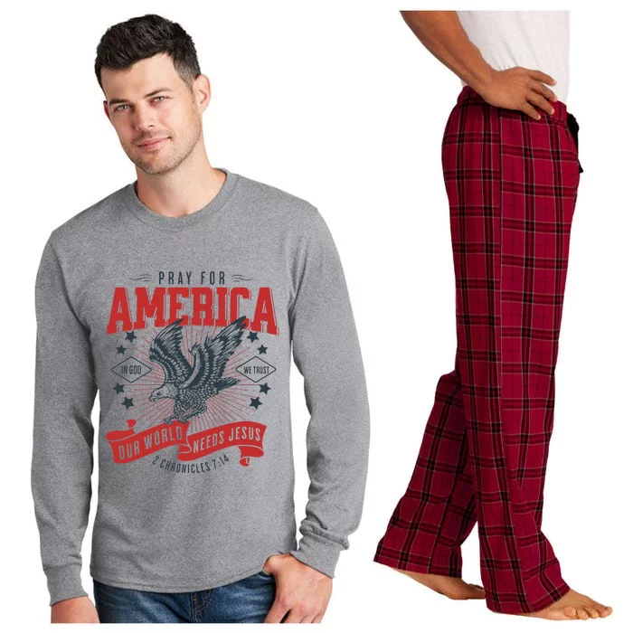 Pray For America In God We Trust Our World Needs Jesus Long Sleeve Pajama Set